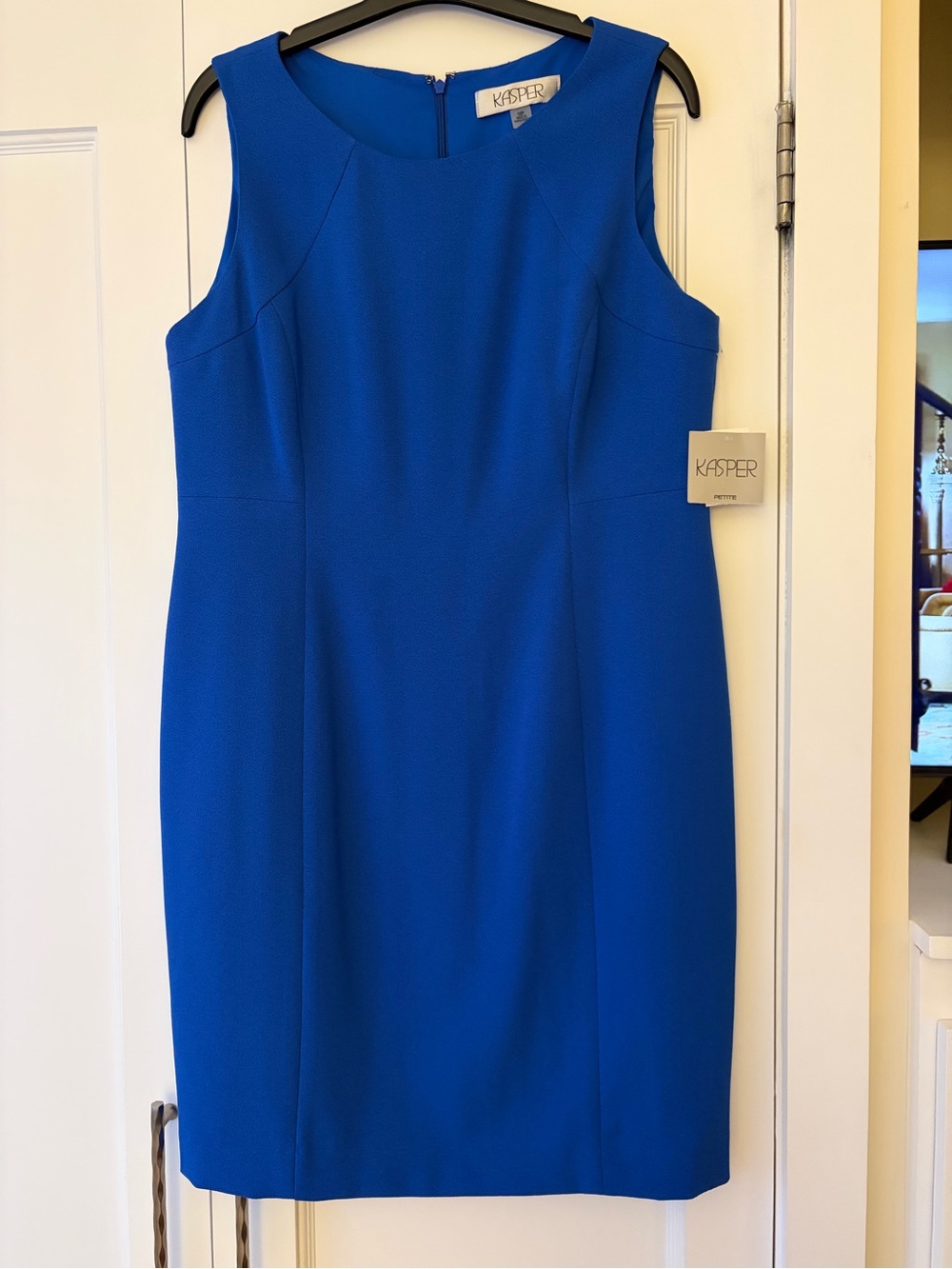 Kasper Sleeveless Midi Sheath Dress in Cobalt